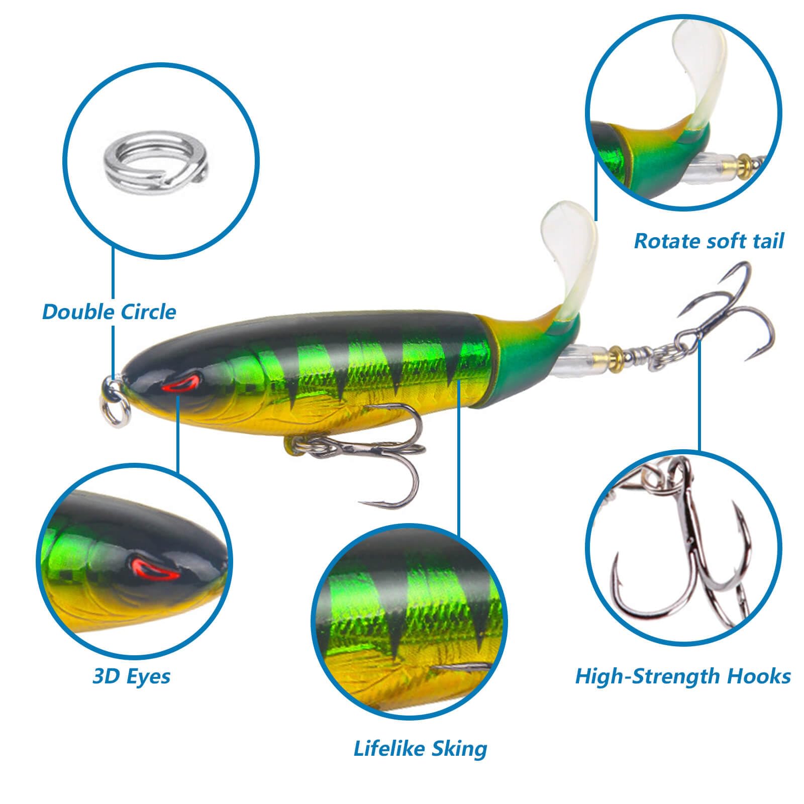 Amazon.com : RTGSE 10Pcs Whopper Fishing Lure for Bass Popper Top